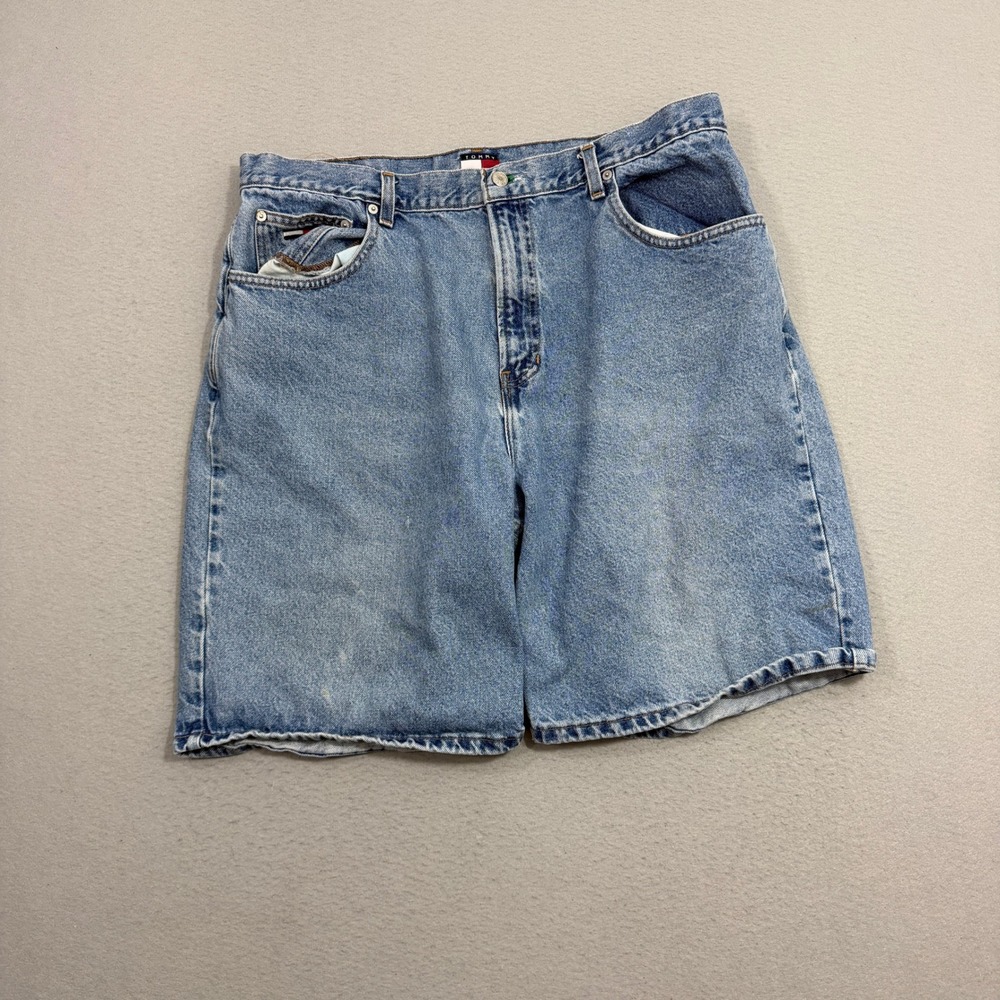 Vintage Tommy Hilfiger Jean Shorts Men's 40 Blue 10" Inseam Denim Jorts 90s USA